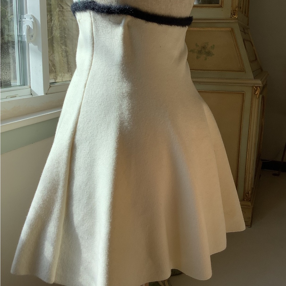 Elegant Cream Skirt with Black Trim